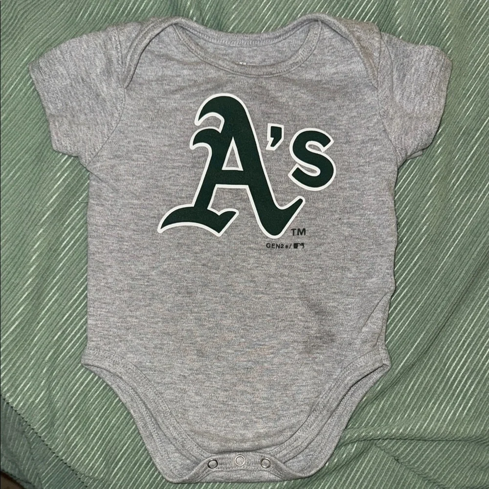 Genuine Merchandise MLB “Athletics” A’s Gray Baby One Piece 18 mos